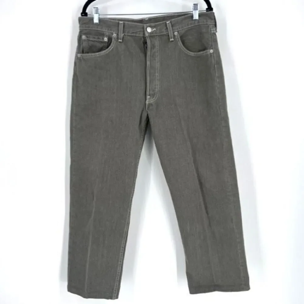Vintage‎ Y2K 2000s Levi's 501 button fly Men's Green Denim Jeans Size 36 Sample